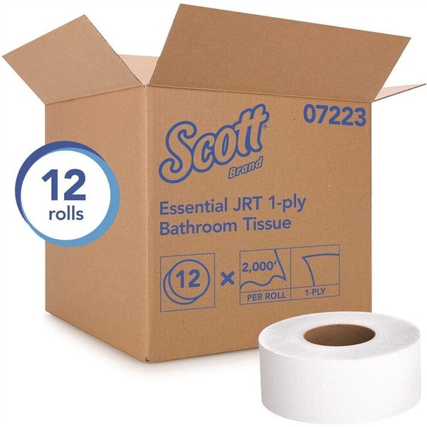 Scott 1-Ply White Jumbo Roll JR Commercial Toilet Paper , 2,000 ft./Roll, 12PK 07223